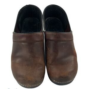 Dansko Brown Leather Womens Clogs Mules Staples Professional Shoes 38 (US 7.5-8)